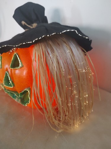 VINTAGE HALLOWEEN Glasfaser Farbwechsel Vogelscheuche Kürbis Jack O Laterne - Bild 3 von 14