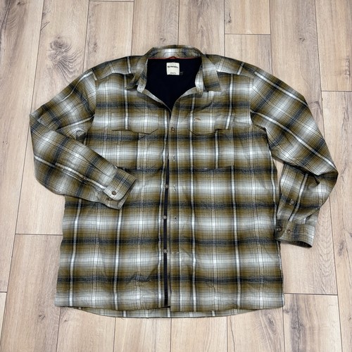 Camisa de franela Simms para hombre XL a cuadros forrada para clima frío pesca con botones - Imagen 4 de 9