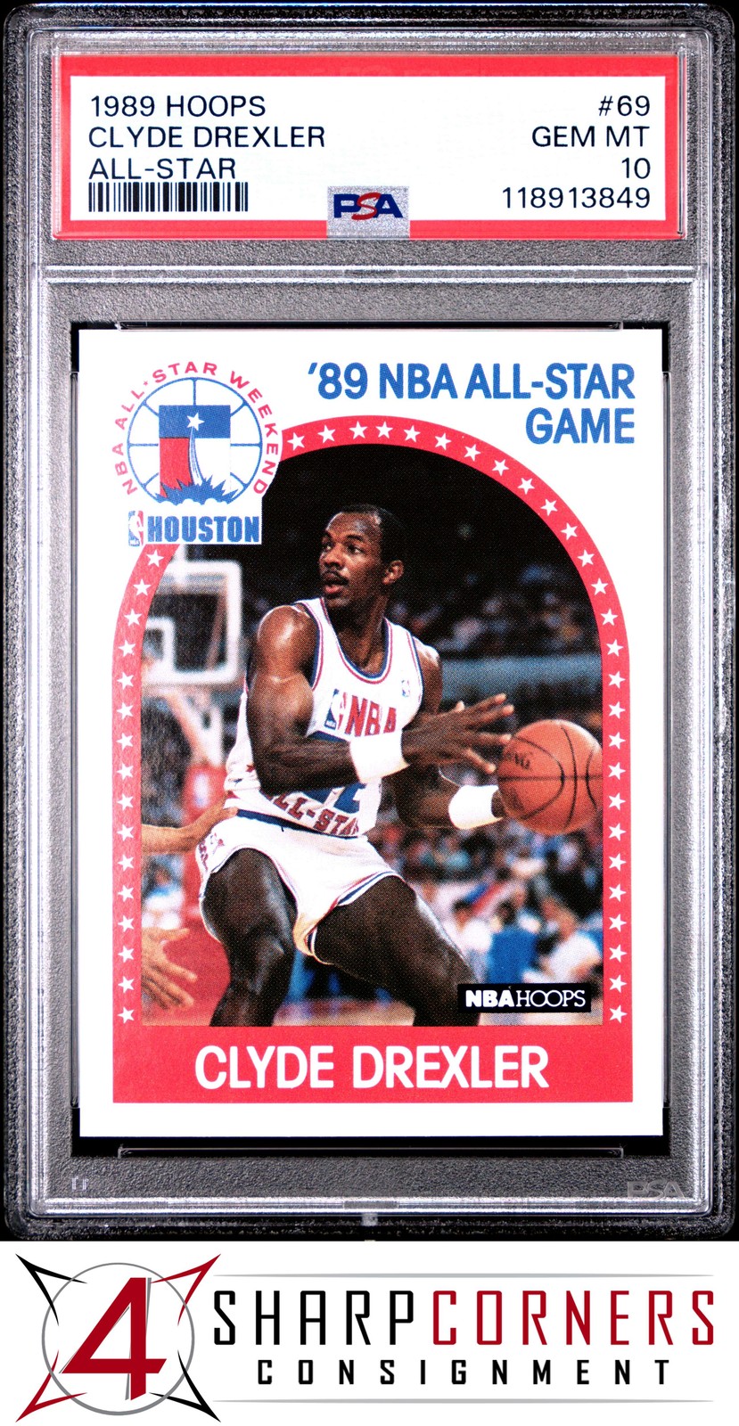 1989 HOOPS ALL-STAR #69 CLYDE DREXLER TRAIL BLAZERS HOF PSA 10