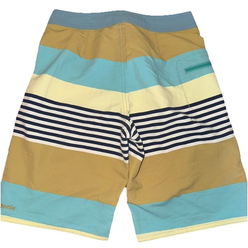 Patagonia Boys Size 10 Wavefarer Board Shorts Striped Drawstring Unlined Blue - Picture 2 of 7