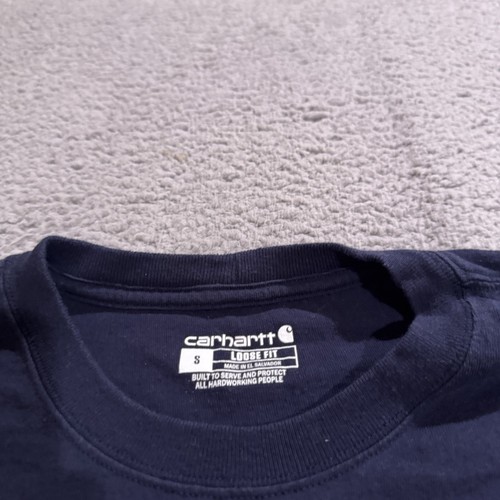 Carhartt Shirt Mens Small Blue Long Sleeve Pocket Cotton Work Wear K126 NVY - Picture 4 of 9