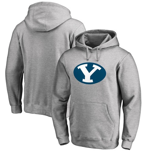 Herren Ash BYU Cougars Primary Team Logo Pullover Hoodie