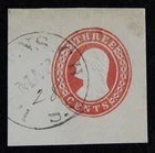 CKStamps: US Cut Square Stamps Collection Scott#U4 Used Horizontal Laid Paper