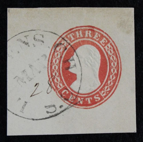 CKStamps: US Cut Square Stamps Collection Scott#U4 Used Horizontal Laid Paper