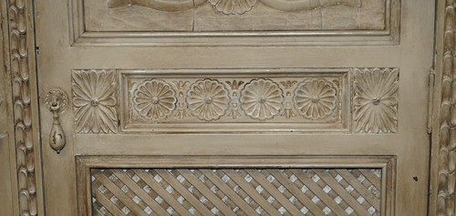 ANTIKER HANDGESCHNITZTER SCHRANK JAKOBINISCHER REVIVAL MIT GRAUER FRANZÖSISCHER FARBE - Bild 8 von 18