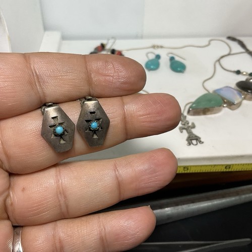 Lote de anillos pendientes pulseras vintage de plata de ley 925 107 gramos listos para usar - Imagen 8 de 22