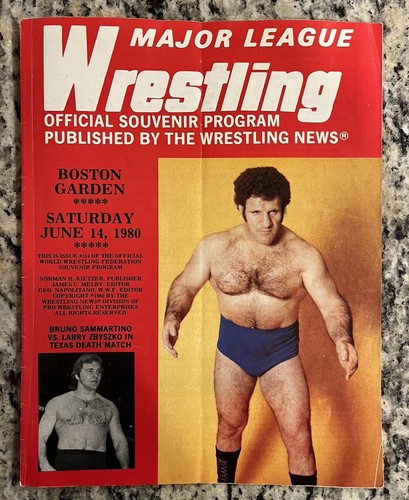 1980 WWF Bruno Sammartino Boston Garden Program #114 14 juin 1980 Zybysko