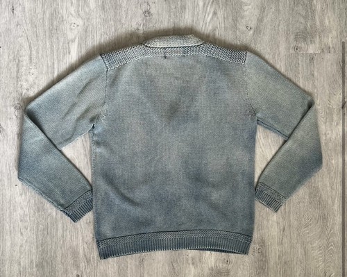 Ralph Lauren Medium Ocean Blue Ombré Cardigan Sweater RRL Polo Aran Cable Knit - Picture 7 of 7