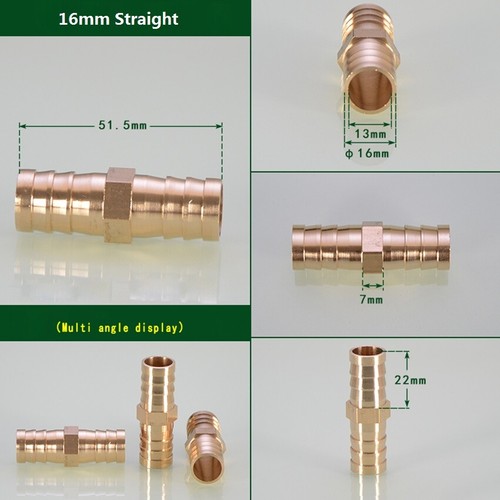 Brass Barbed Hose Joiner Splitter Connector Air Fuel Water Gas Pipe Tubing6-19mm - Picture 12 of 30