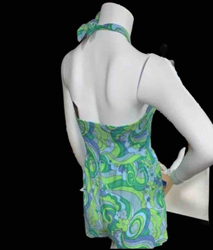 Mameluco para cubrir toalla de rizo con halter de remolino azul y verde Wild Fable talla mediana - Imagen 2 de 2