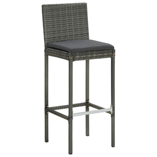 5 Piece Garden Bar Set with Cushions Poly Rattan Grey K2O0 - Picture 7 of 12