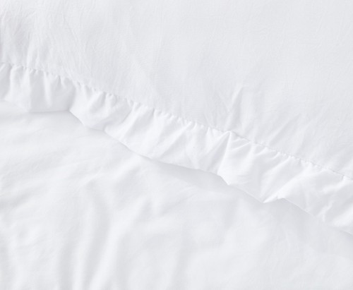 Juego de cama de microfibra lavada blanca de 3 piezas juego de edredón con volantes y fundas - Imagen 4 de 6