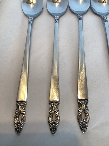 National Stainless Olaf-Japan-Pierced/Black Accents-Seven (7) Iced Tea Spoons - Picture 3 of 23