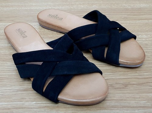 Sandalias sin cordones SOLEA Tancy Comfort Fit Damas de gamuza negra Reino Unido 5 precio de venta sugerido por el fabricante £49 - Imagen 3 de 12