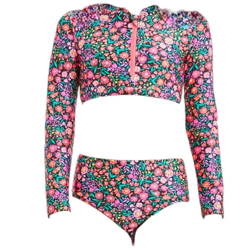 Girls' 'Spring Time' Floral Printed Bikini Set - art class, Black/Pink - Picture 2 of 7