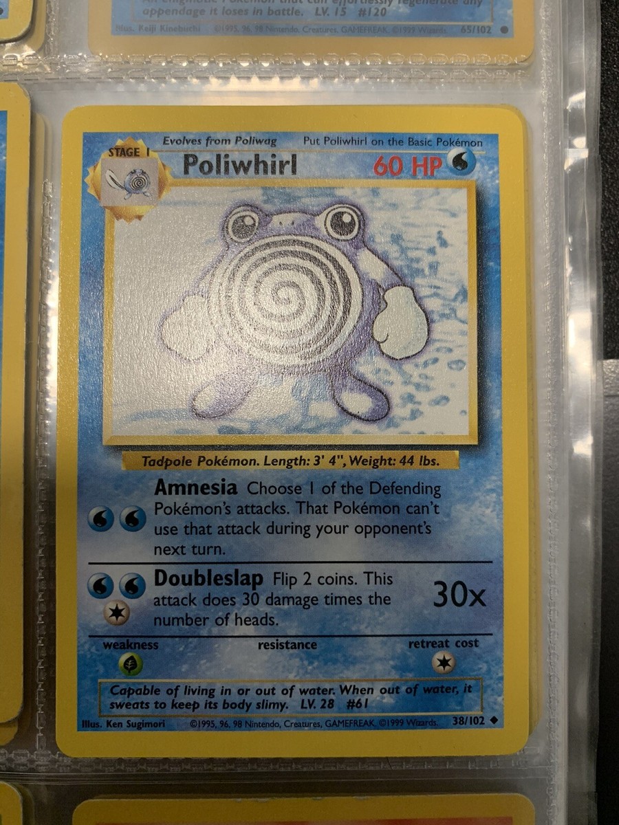 1999 Pokemon Base Set Poliwhirl Shadowless 1st Edition #38 VERY
