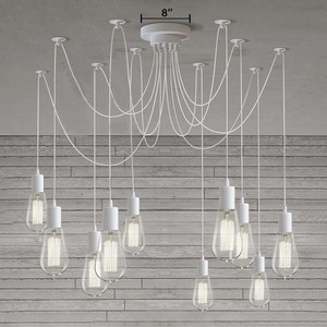 Details About Industrial Pendant Light White Ceiling Lamp Spider Style Loft Diy 10 Lights