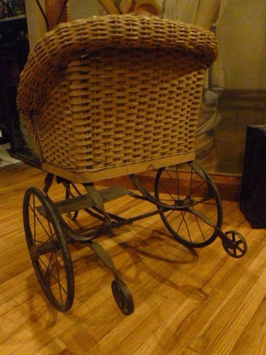 1900 HEYWOOD WAKEFIELD CHARIOT WICKER COACH CHILDS STROLLER CARRIAGE BABY PRAM - Picture 8 of 12