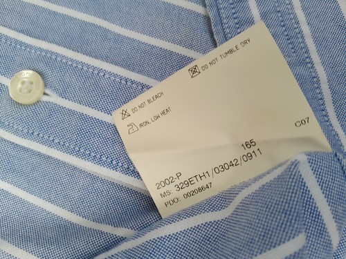 Thomas Burberry Chambray Gestreiftes Hemd Herren M Blau Logostickerei Made Spain - Bild 15 von 19
