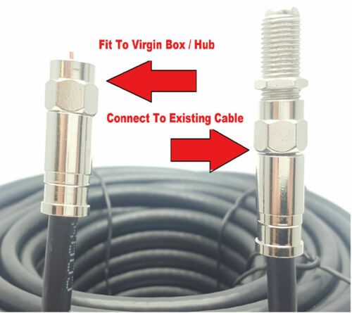 Cable de extensión de banda ancha 40M Premium Virgin Media Sky TV negro Tivo y Superhub - Imagen 2 de 6