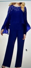 Brand New With Tags Beautiful Royal Blue Dressy Chiffon 2 piece Pant Suit 20W