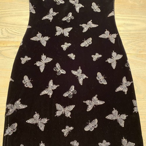 Abito tubino midi farfalla velluto nero Forever 21 vintage anni 90 donna M made in USA - Foto 16 di 19
