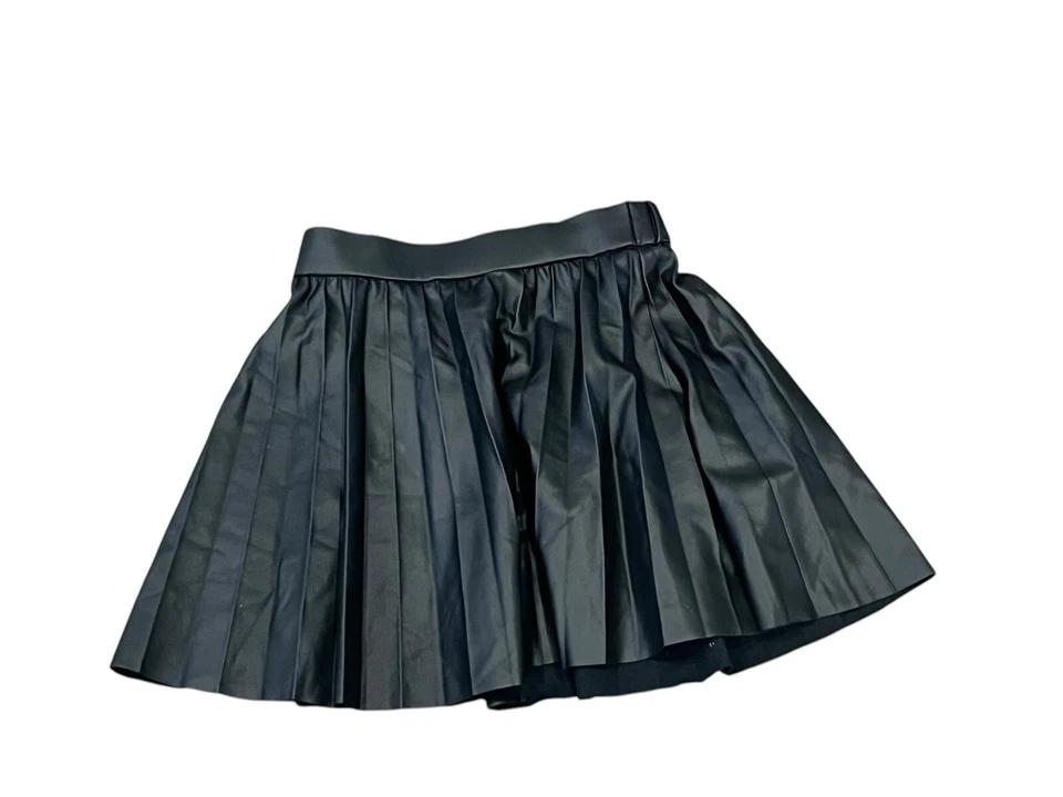 Zara Kids Girls Black Rubberized Pleated Faux Leather Pull on Skirt 6050/714 - Image 4 of 4