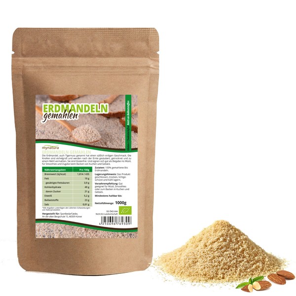 Mynatura Bio Erdmandelmehl 1000G Glutenfrei Cholesterinfrei Mehl Erdmandel Fiber-image