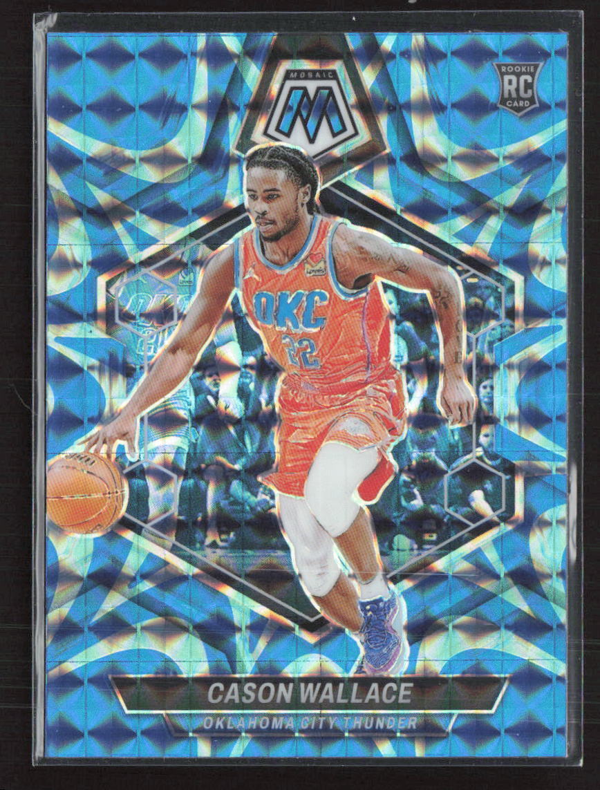 2023-24 Panini Mosaic #218 Cason Wallace Reactive Blue Oklahoma City Thunder (P)