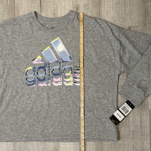 NWT Adidas Girls Youth Long Sleeve T-Shirt Grey Heather Size Large - Picture 11 of 13