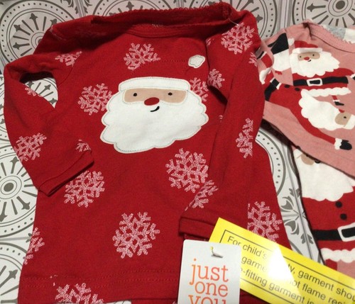 NWT Two Sets of Christmas Pajama’s 12 Months Carter’s Santa Penguin Snowflakes - Picture 2 of 5