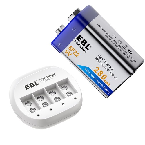 EBL 9V Ni-MH/Li-ion Rechargeable Batteries 280/ 600mAh 9V Battery / Charger Lot - Picture 43 of 49