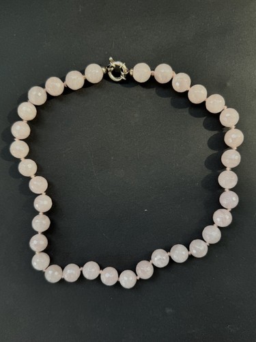 Collana Quarzo Rosa Vintage Argento 925 - Foto 1 di 4