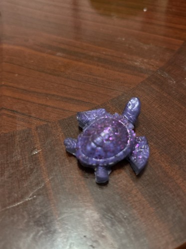 Mini Dark Purple With Glitter In Resin Turtle Figurine - Picture 5 of 8