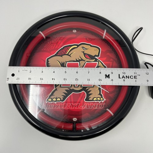 Maryland Terrapins Neon Red Wall Clock - 12" - WORKS! College Sports Terps - Picture 7 of 8