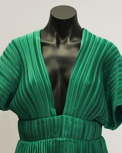 Affios Women's Plunge V-Neck Puff Sleeve Mini Millie Dress LB3 Emerald Medium - Picture 2 of 5