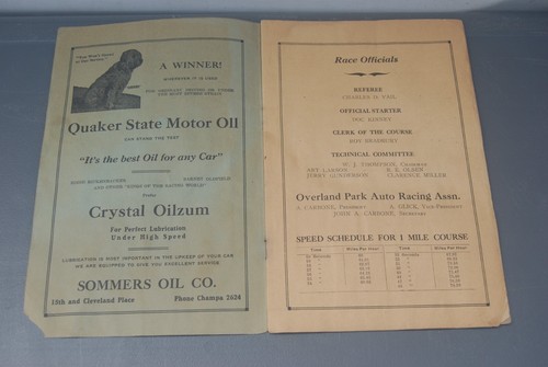 AUTO RACES OVERLAND PARK DENVER COLO. PROGRAM 1927 - Picture 3 of 6