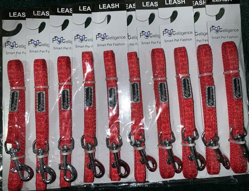 WHOLESALE LOT OF 10 DOG /CAT LEASHES, SIZE TOY 0R EXTRA SMALL, RED BONES - 第 1/3 張圖片