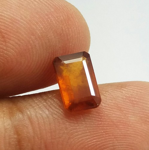 1.93Ct Natural Orange Faceted Hessonite Garnet Emerald Cut Nice Quality Gemstone - Picture 7 of 9