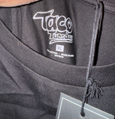 TACO TUESDAY BRAND EMBROIDERED EMBLEM GRAPHIC PRINT TEE SHIRT - Picture 3 of 4