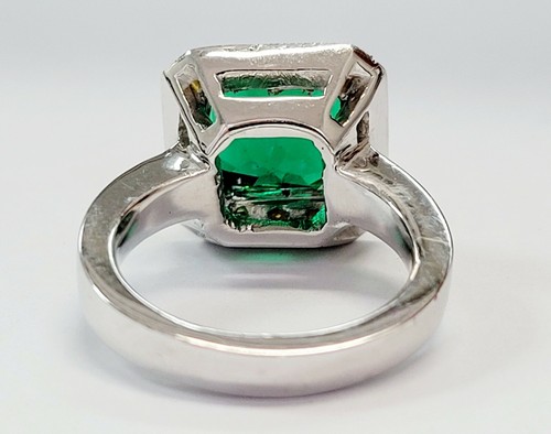 Green Lab-Created Emerald ,Fancy Yellow Platinum Diamond Elegant Engagement Ring - Picture 3 of 3