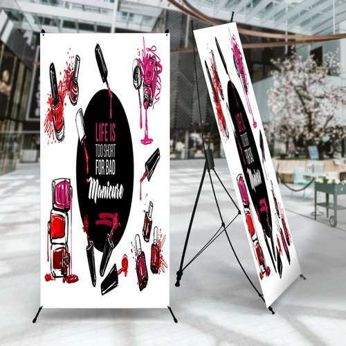 Salon Promotion Sign Adjustable X Banner Stand | X Frame Stand with Cover - Picture 52 of 54