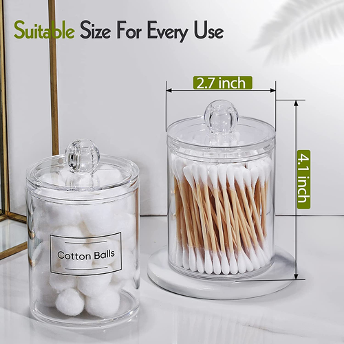 2 PACK Acrylic Qtip Holder Dispenser for Cotton Swabs, Balls, Pads, Floss Picks- - Picture 8 of 9