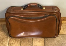 Vintage Unique Leather Carry On Luggage Bag With Pouches RARE