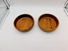 Vintage MCM Kustom Kraft Solid Oak - Pair of 6" Bowls -Made In USA - MINT LOOK