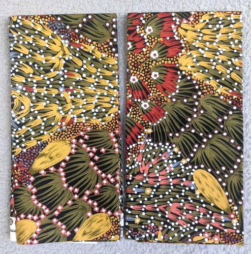 2 pc Lot 1/2 yd Each Bush Banana Australian Aboriginal Cotton Fabric MS Textiles - Imagen 2 de 7