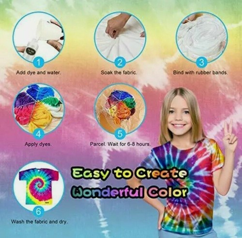 Tie Dye Kit Set of 24 Bottle Colours Ink Tie-Dye Kits for Dyeing Fabric Clothes - Picture 4 of 10