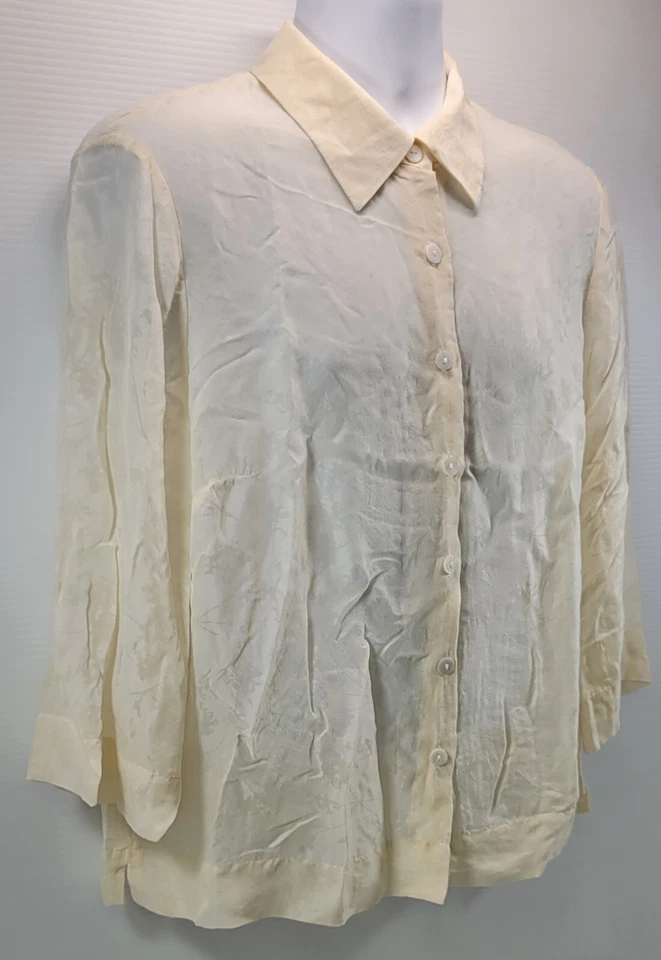 L) Женщина Rena Rowan на пуговицах желтый льняной воротник рубашка 18 Вт - Изображение 2 из 4