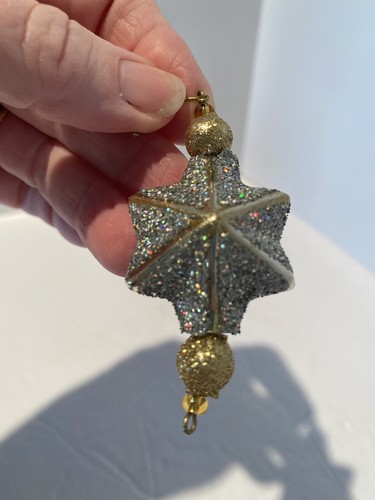 Vintage 4er Set Lord und Taylor Gold Glitzer Mond und Sterne Ornamente - Bild 5 von 12
