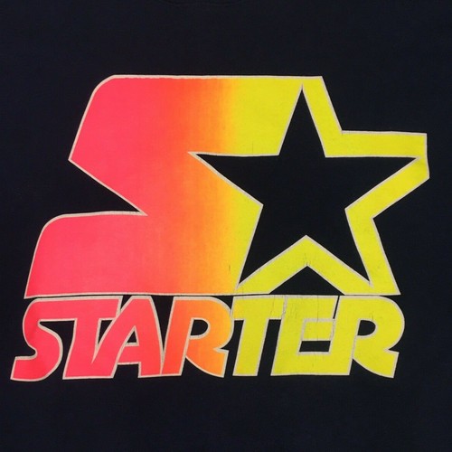 Vtg Starter Mens Sweatshirt Big Spell Out Logo Color Block Crew Neck Pullover L - Picture 3 of 12